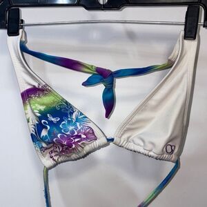 OP White and Multicolor Floral Bikini Top